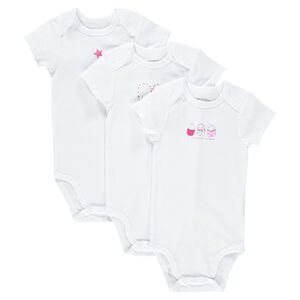 Lot de 3 bodies manches courtes ouverture adaptée à l'âge 