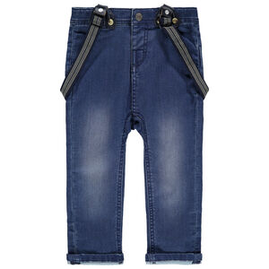 Jean effet used à bretelles amovibles 