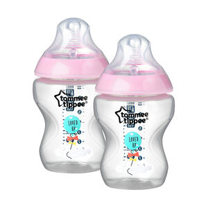 Lot de 2 biberons Closer to nature 260 ml - Déco rose 