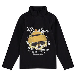 Sous-pull col roulé en jersey avec motif printé sur le devant 