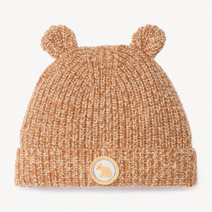 Bonnet ludique ourson en tricot perlé pour bébé 