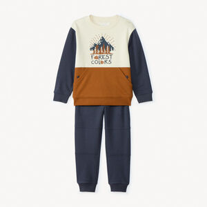Ensemble jogging molleton effet color block garçon 