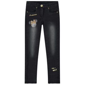 Jean effet used coupe slim motif Minnie en sequins 