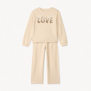 Ensemble jogging en nid d'abeille avec sequins fille 
