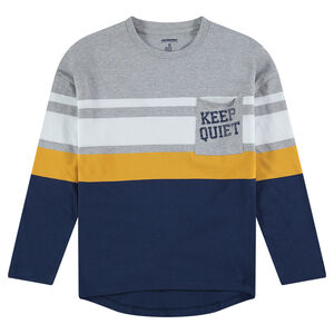 Junior - Tee-shirt manches longues avec bandes contrastées et poche 