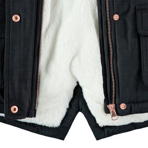 Parka en twill doublée sherpa à fausse fourrure amovible 