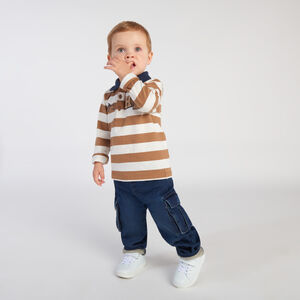 Polo manches longues à broderie et puff print pour bébé garçon 