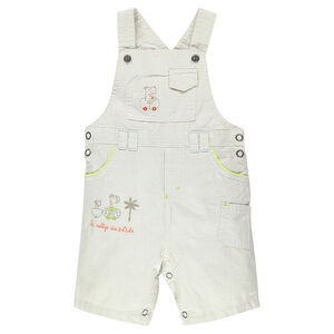 Salopette courte unie avec animaux printés 