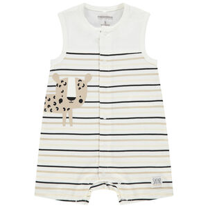 Combinaison courte en coton bio à animaux printés all-over 