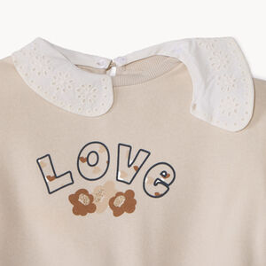 Sweat molleton fantaisie avec col claudine pour bébé fille 