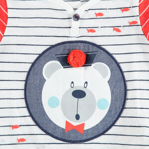 Ensemble T-shirt rayé et short en éponge 