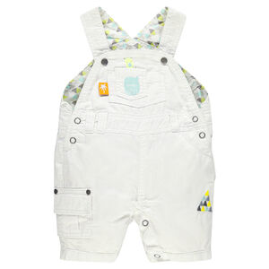 Salopette courte uni avec poches et broderie fantaisie 
