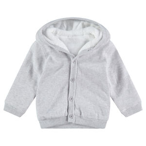 Gilet en tricot gris chiné avec doublure en sherpa 