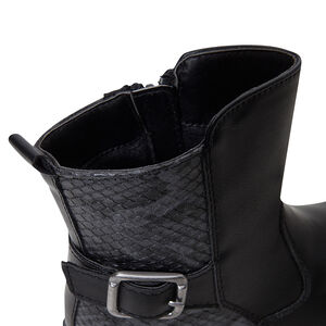 Bottines en simili cuir avec boucle fantaisie et empiècement serpent 