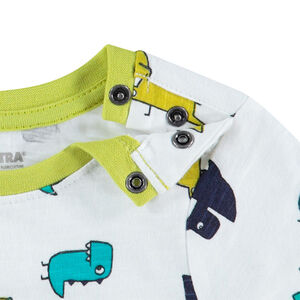 Tee-shirt manches longues en jersey slub avec dinosaures printés all-over 
