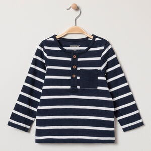 T-shirt manches longues à rayures et poche 