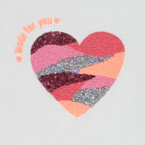 T-shirt manches courtes motif cœur brodé et brillant fille 