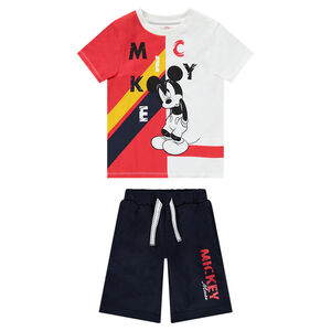 Ensemble Tee-shirt print Mickey Disney bicolore et bermuda uni 
