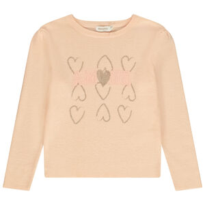 Pull en tricot côtelé avec cœurs pailletés fille 