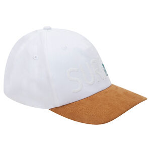 Casquette en twill avec visière effet daim camel 
