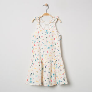 Robe sans manches imprimée all-over à bretelles volantées 