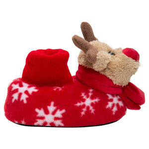 Chaussons peluche cerf de Noël motif flocons de neige du 24 au 27 