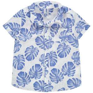 Chemise manches courtes à feuilles imprimées all-over 