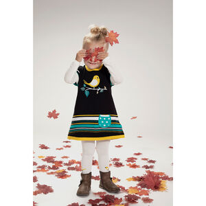 Lot de 2 paires de collants épais avec rayures et oiseau en jacquard 