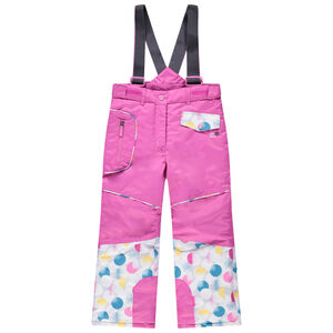 Pantalon de ski rose à bretelles amovibles et poches 