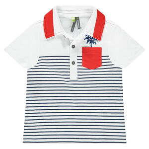 Polo manches courtes rayé avec poche et prints 