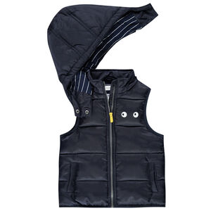 Doudoune matelassée doublée jersey à rayures et capuche amovible 