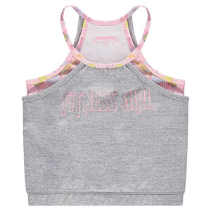 Crop top uni avec brassière intégrée imprimée all-over 