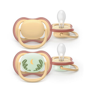 Lot de 2 sucettes silicone 0-6M Ultra Air jour/nuit mix 