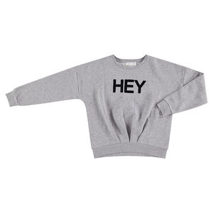 Junior - Sweat en molleton chiné avec inscription patchée 