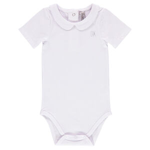 Body manches courtes uni col claudine  