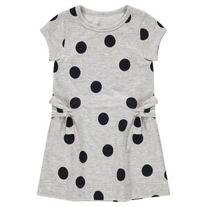 Robe manches courtes en maille à pois all-over 