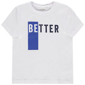 T-shirt manches courtes en coton bio à message printé 