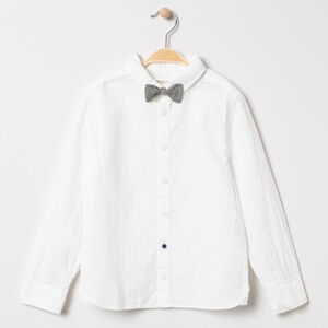 Chemise manches longues à rayures et noeud papillon à chevrons 