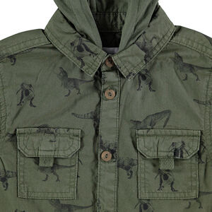 Chemise manches courtes à capuche avec dinosaures all-over 