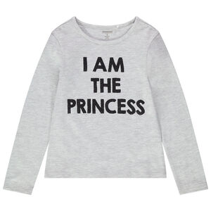 T-shirt manches longues en jersey avec message pailleté printé 