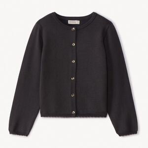Gilet en tricot uni festonné fille 