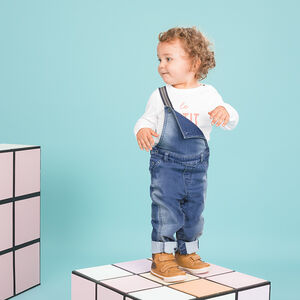 Salopette longue en molleton effet jean used 