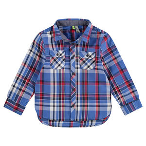 Chemise manches longues à grands carreaux contrastés 