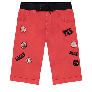 Bermuda surteint avec badges Smiley et broderies 
