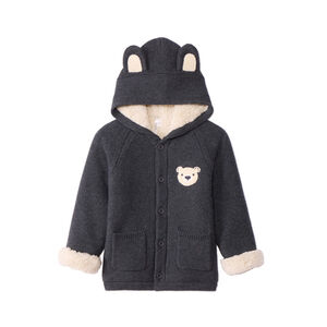 Gilet à capuche doublé sherpa avec oreilles ludiques pour bébé garçon 