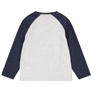 T-shirt manches longues en jersey bicolore avec skateboard printé 