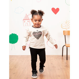 Sweat en molleton avec coeur et volants sur les emmanchures 