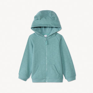 Gilet molleton uni à capuche ourson pour bébé garçon 
