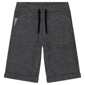 Junior - Bermuda en molleton gris chiné avec poches 