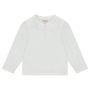 Junior - Tee-shirt manches longues en jersey uni avec ouverture au col 